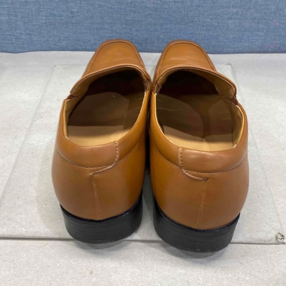 Perry Ellis Leather Square Toe Slip On Loafers Brown Size 12 Dress Shoe - Picture 3 of 6
